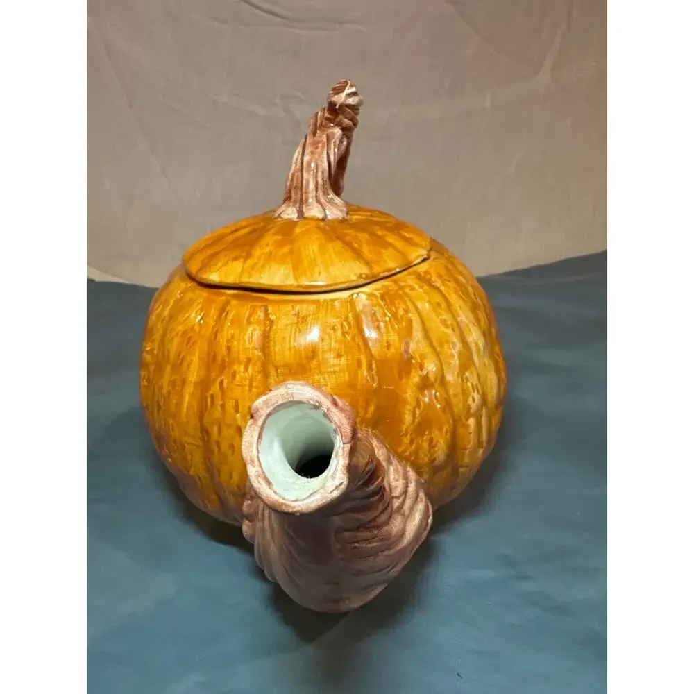 Vintage Regent Gallery Ceramic Pumpkin Teapot Fall Harvest Thanksgiving Tea Pot